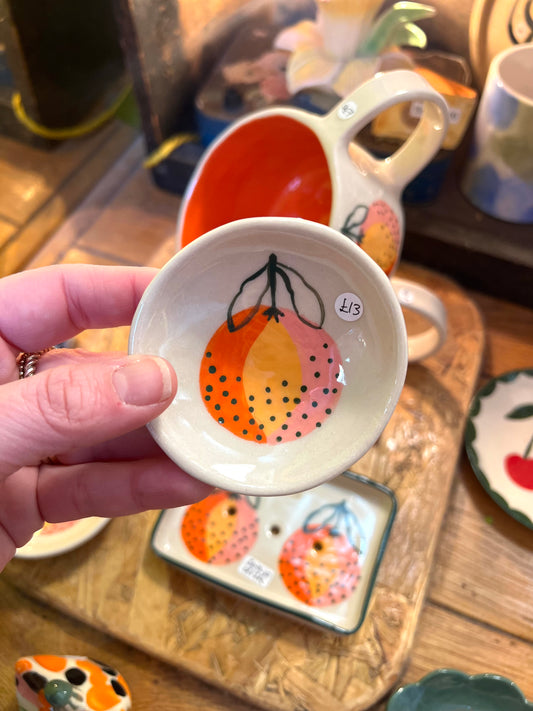 Orange Ceramic trinket bowl  by Lili Toth