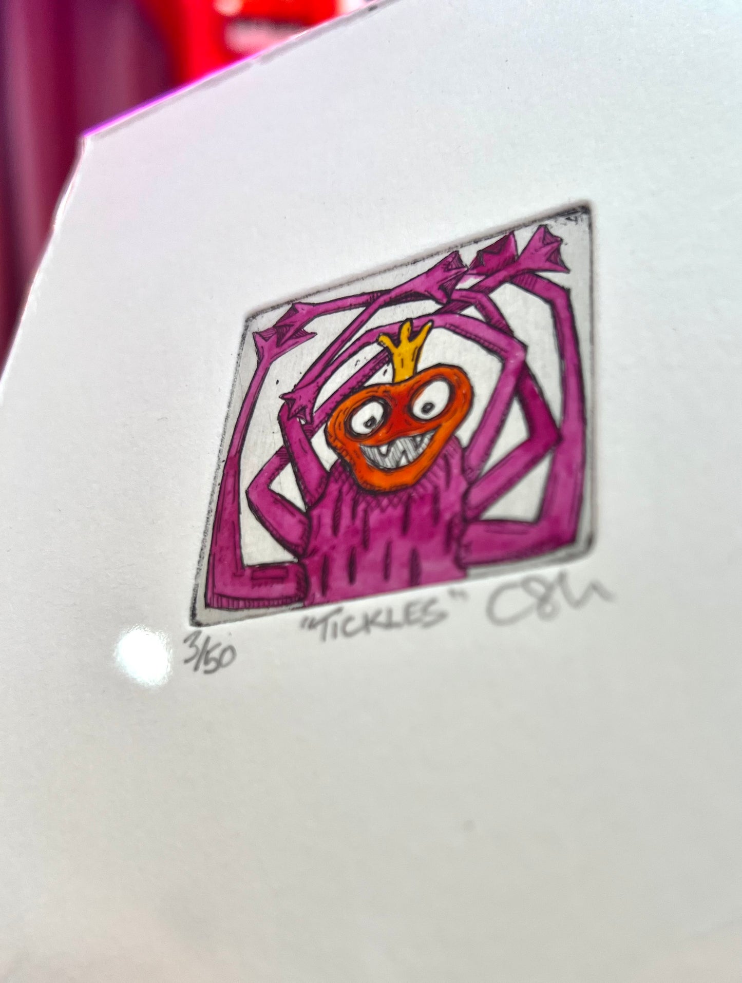 Tickles Finger Monster Etchings By Chris Moon