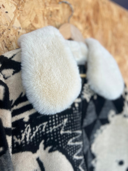 Jacquard Dog Design Jacket With Big Cozy Collar,  Handmade by Szmat Sklad