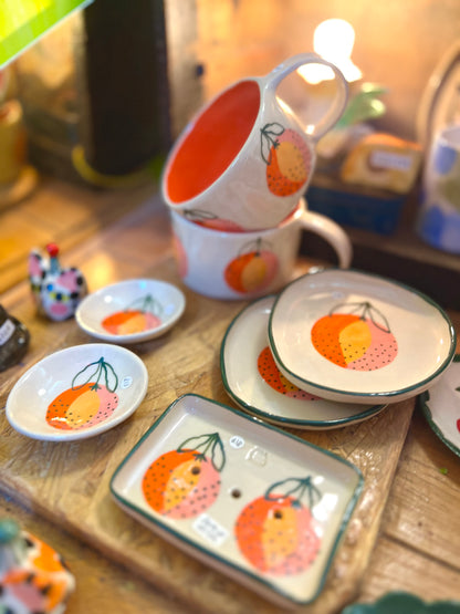 Orange Ceramic trinket bowl  by Lili Toth