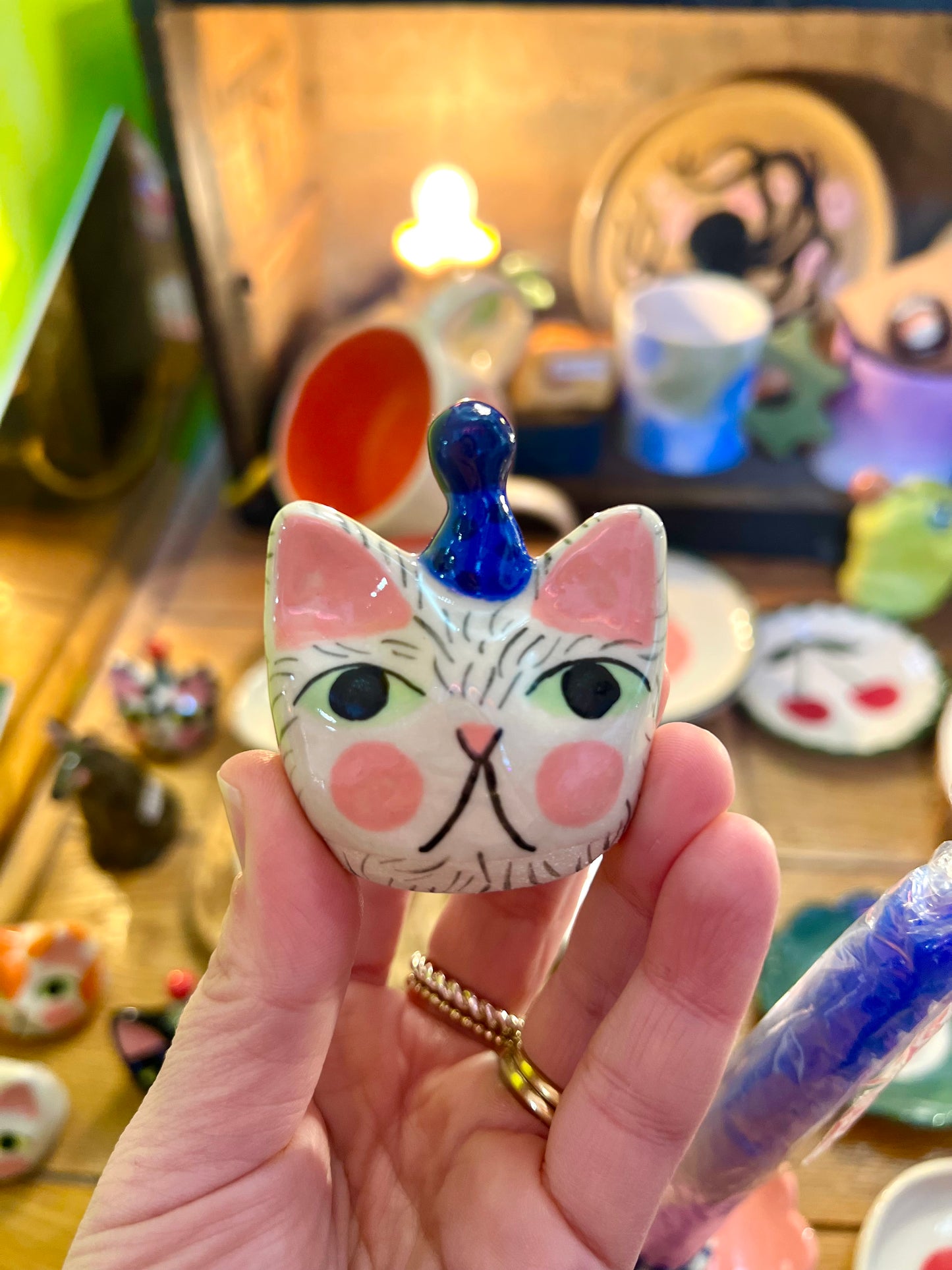 Ceramic Cat Head by Lili Toth