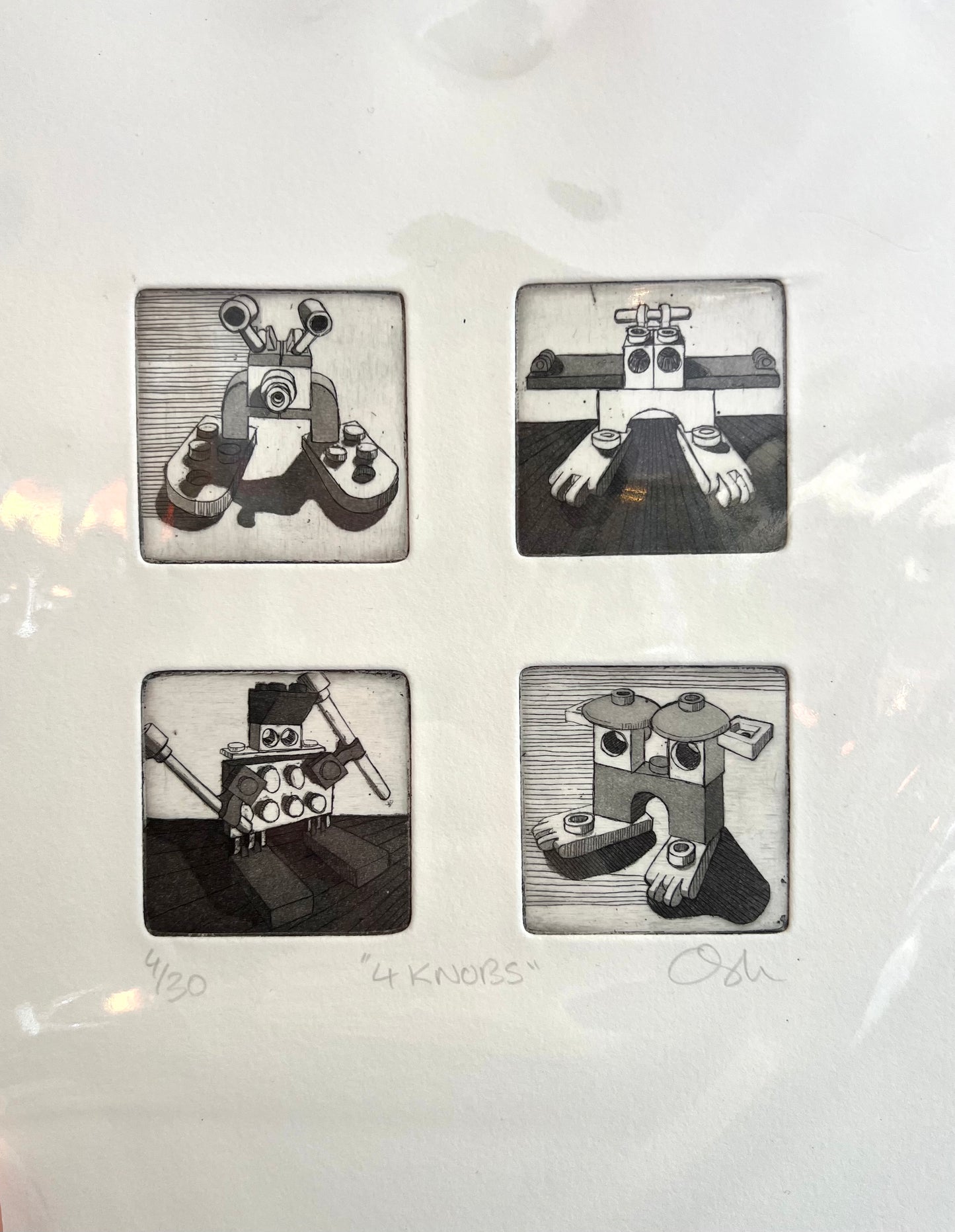 4 Knobs Lego Characters Etchings By Chris Moon
