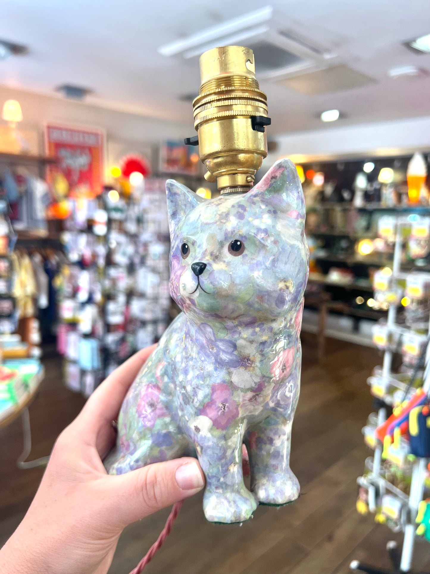 Vintage Flower Cat Lamp by Lost & Foundry