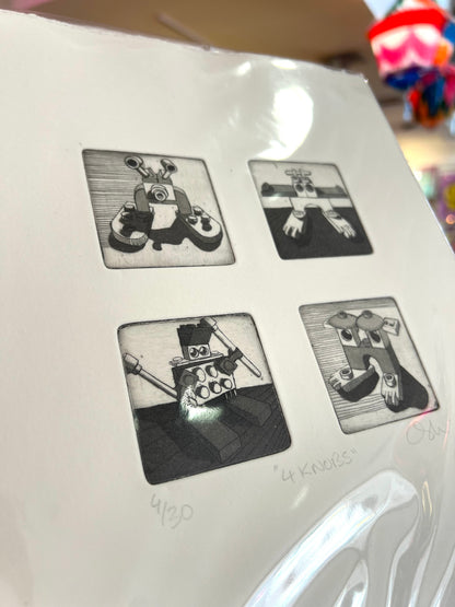 4 Knobs Lego Characters Etchings By Chris Moon