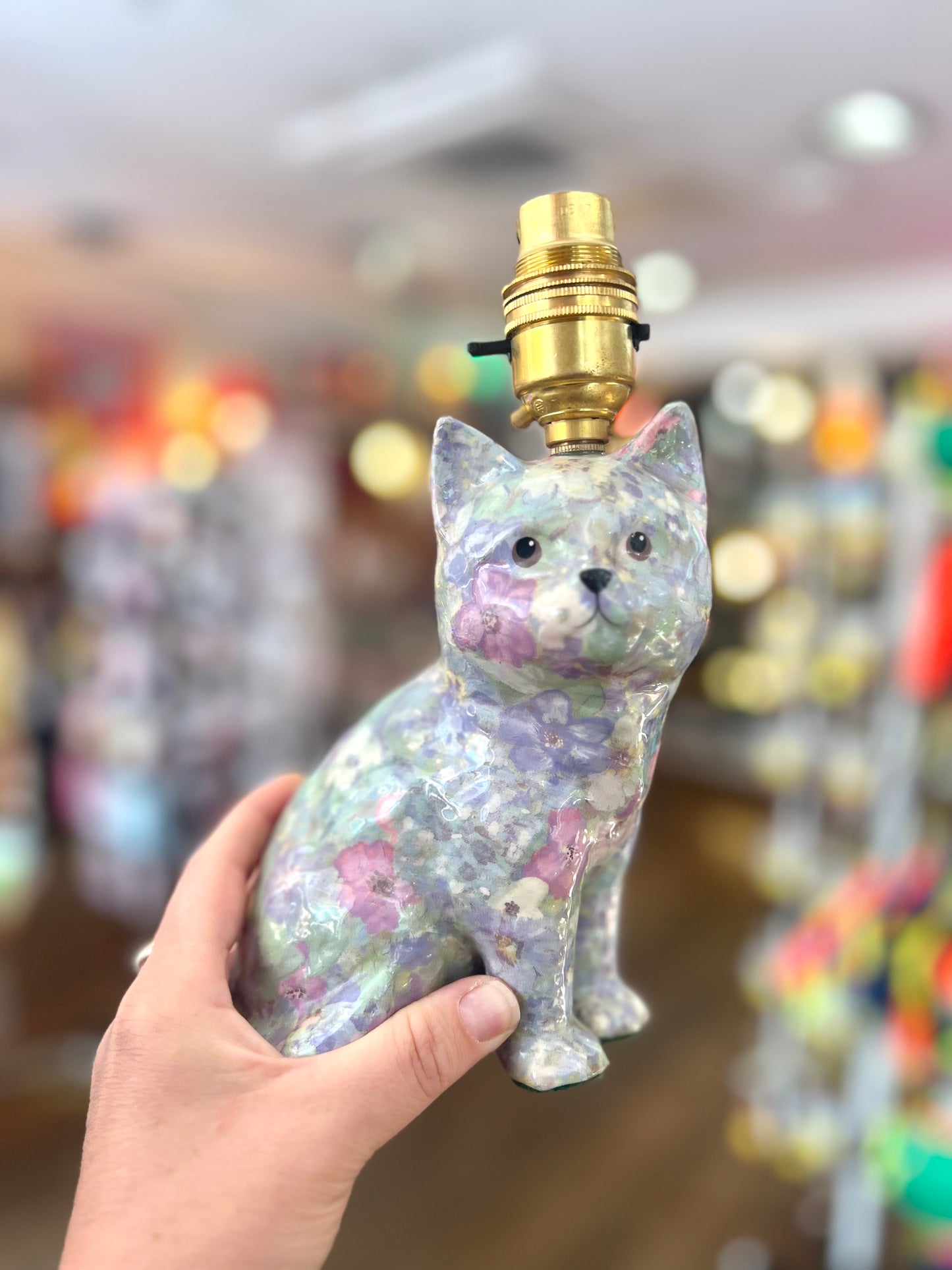 Vintage Flower Cat Lamp by Lost & Foundry