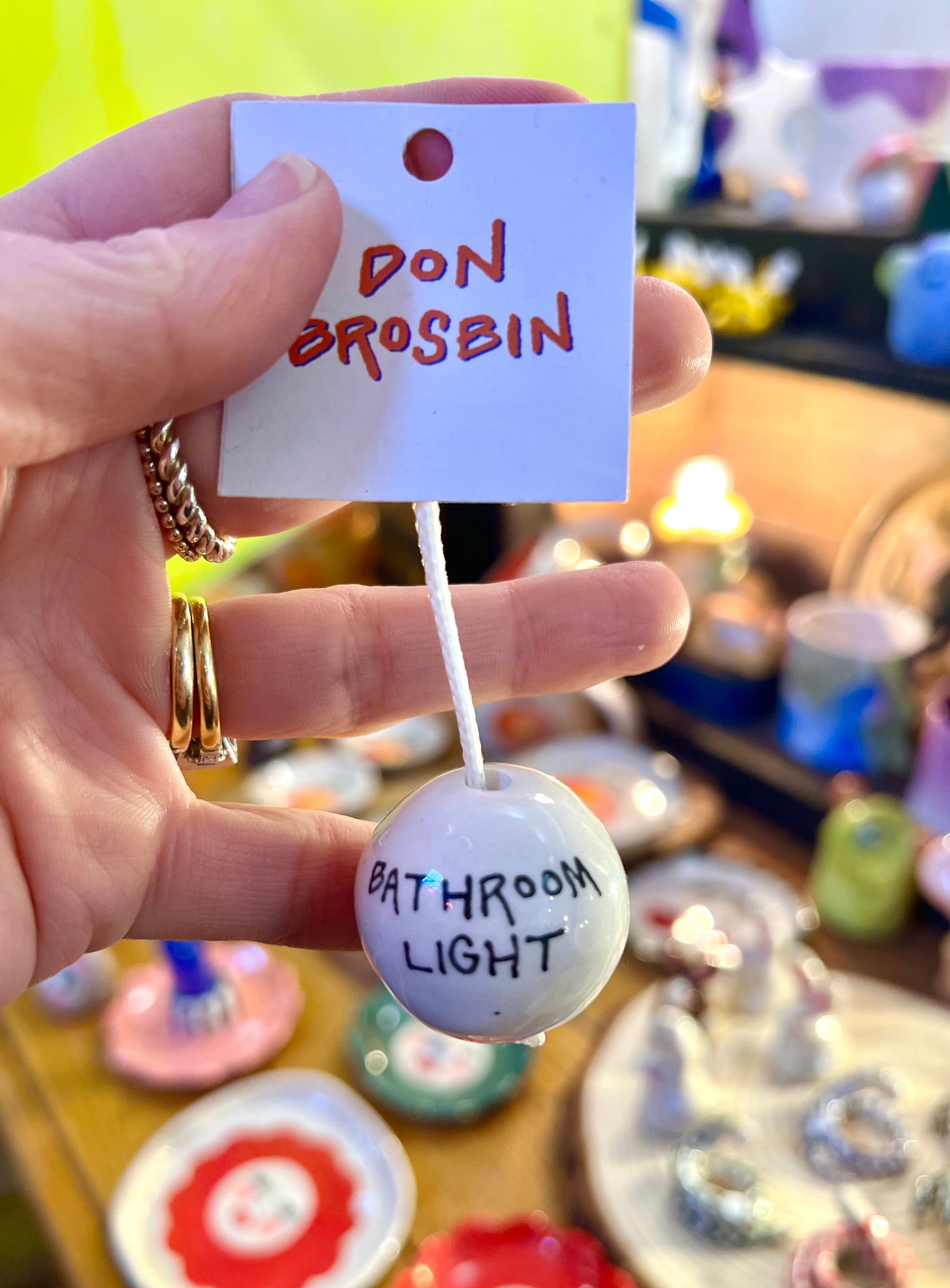 Ceramic Bathroom Light Pull by Don Brosbin