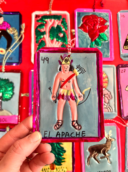 "El Apache" Mexican Lotería-themed Tin Hanging Decoration By Stanley Road