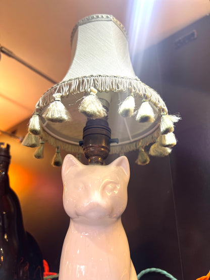 Vintage White Cat Lamp by Lost & Foundry