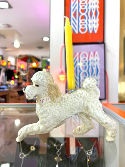 Vintage Ceramic Poodle Dog Candle Holder by Lost & Foundry