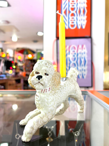 Vintage Ceramic Poodle Dog Candle Holder by Lost & Foundry