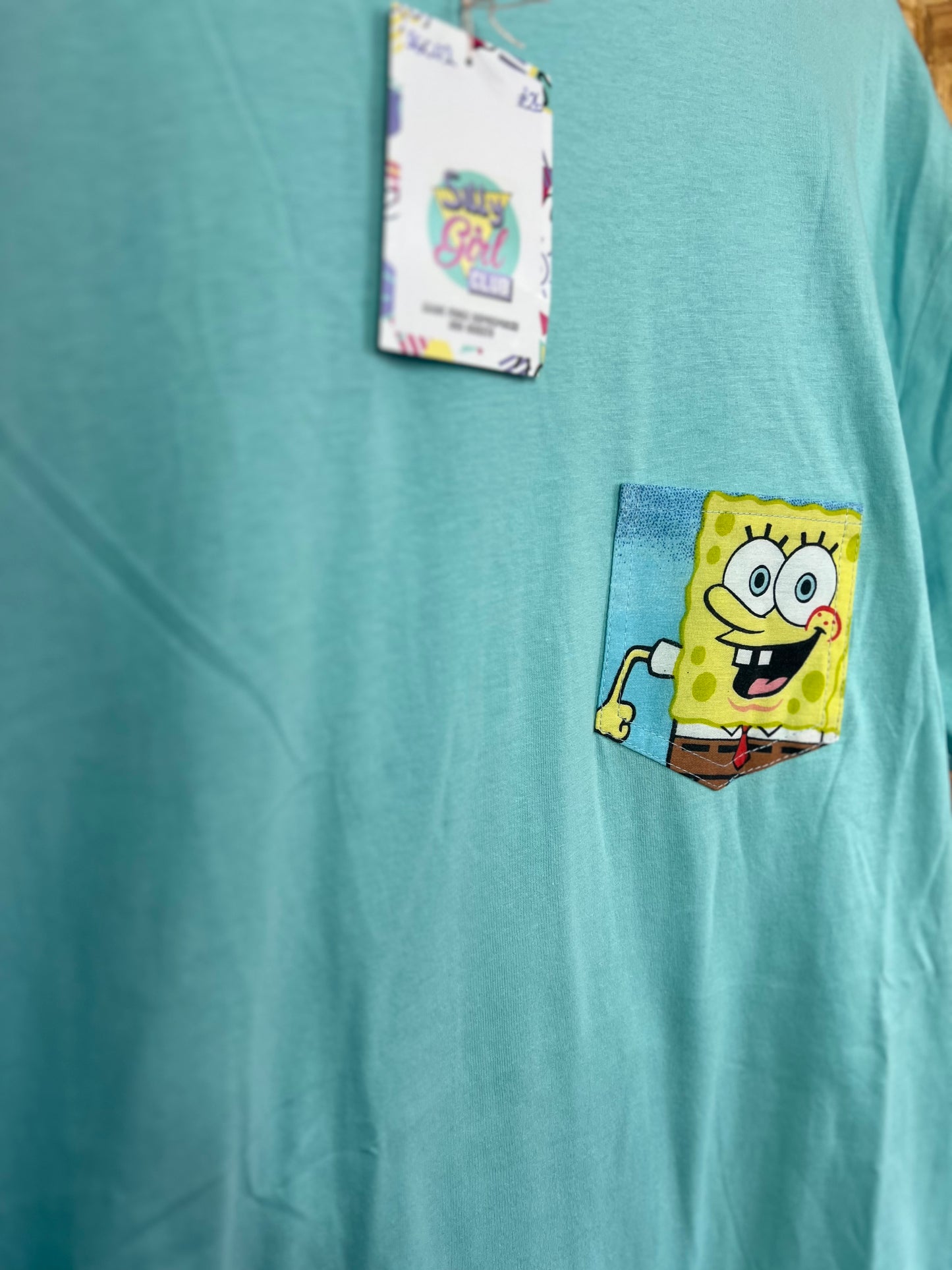 Reworked  Pocket Tee With Sponge Bob Square Pants by Silly Girl Club