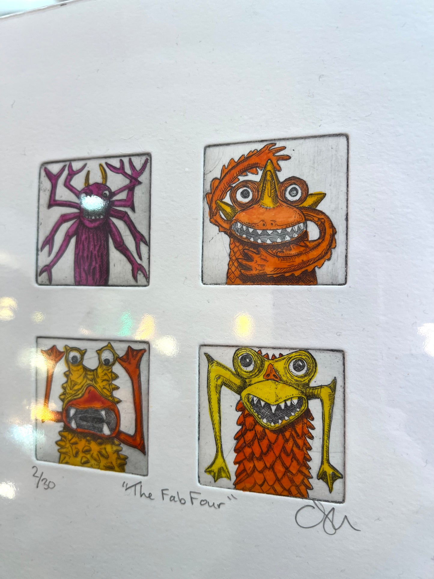 The Fab Four Finger Monster Etchings By Chris Moon