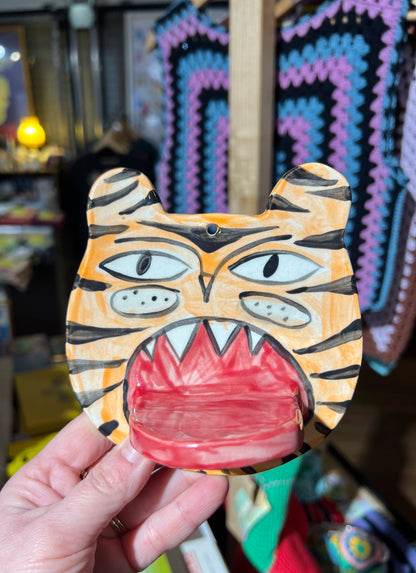 Tiger Face Ceramic Candle Holder by Anna Soba
