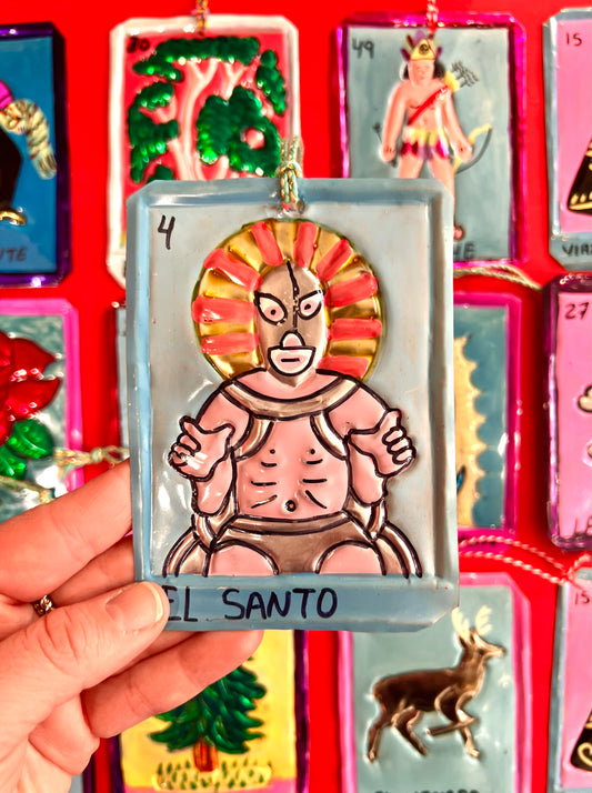 "El Santo" Mexican Tin Hanging Decoration By Stanley Road