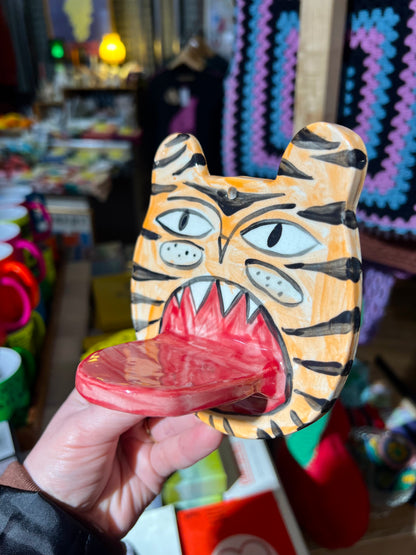 Tiger Face Ceramic Candle Holder by Anna Soba