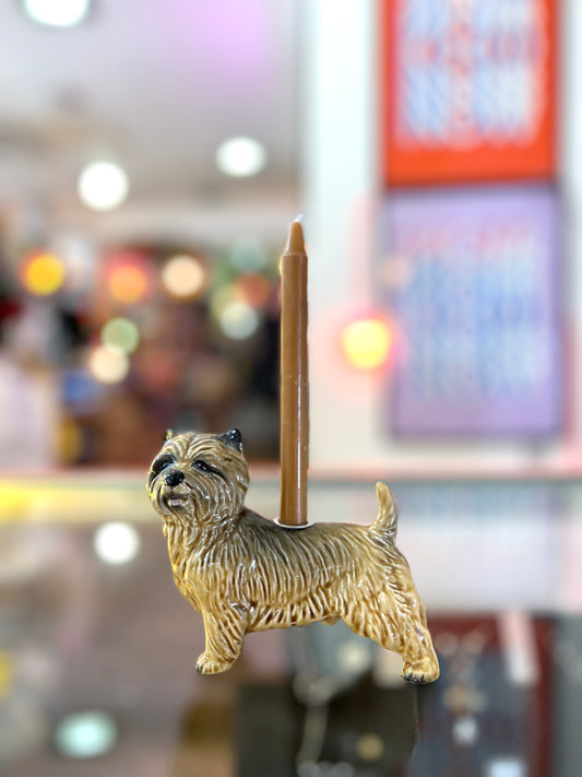 Vintage Ceramic Terrier Dog Candle Holder by Lost & Foundry