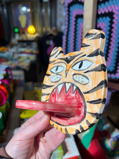 Tiger Face Ceramic Candle Holder by Anna Soba