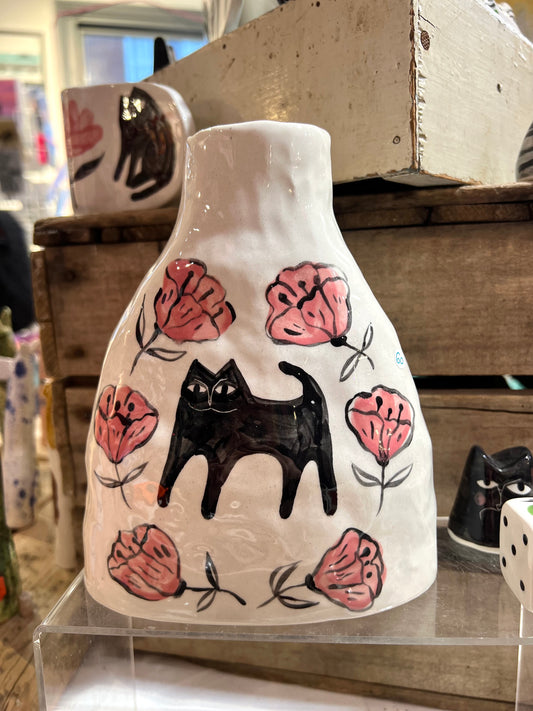 Ceramic Cat Vase by Anna Soba