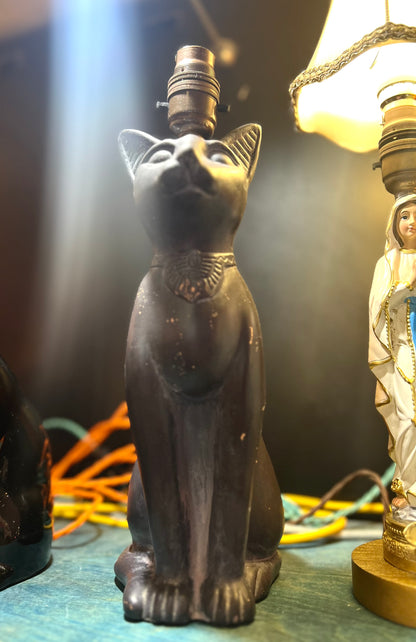 Vintage Black Egyptian Cat Lamp by Lost & Foundry