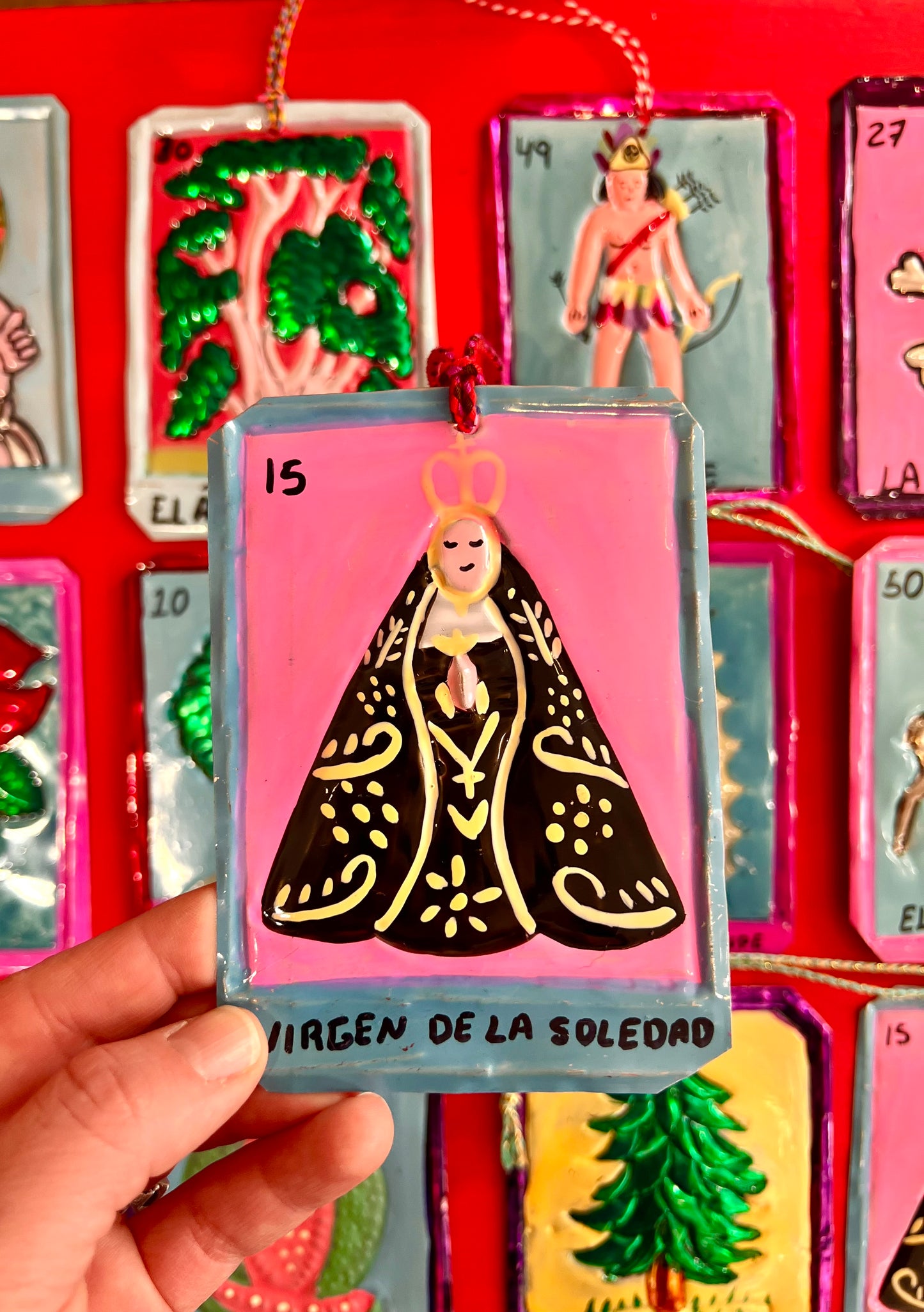"Virgen De La Soledad" Mexican Tin Hanging Decoration By Stanley Road