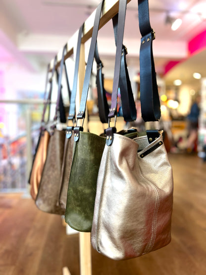 Small Leather Bucket Bag By Scarlett Sky