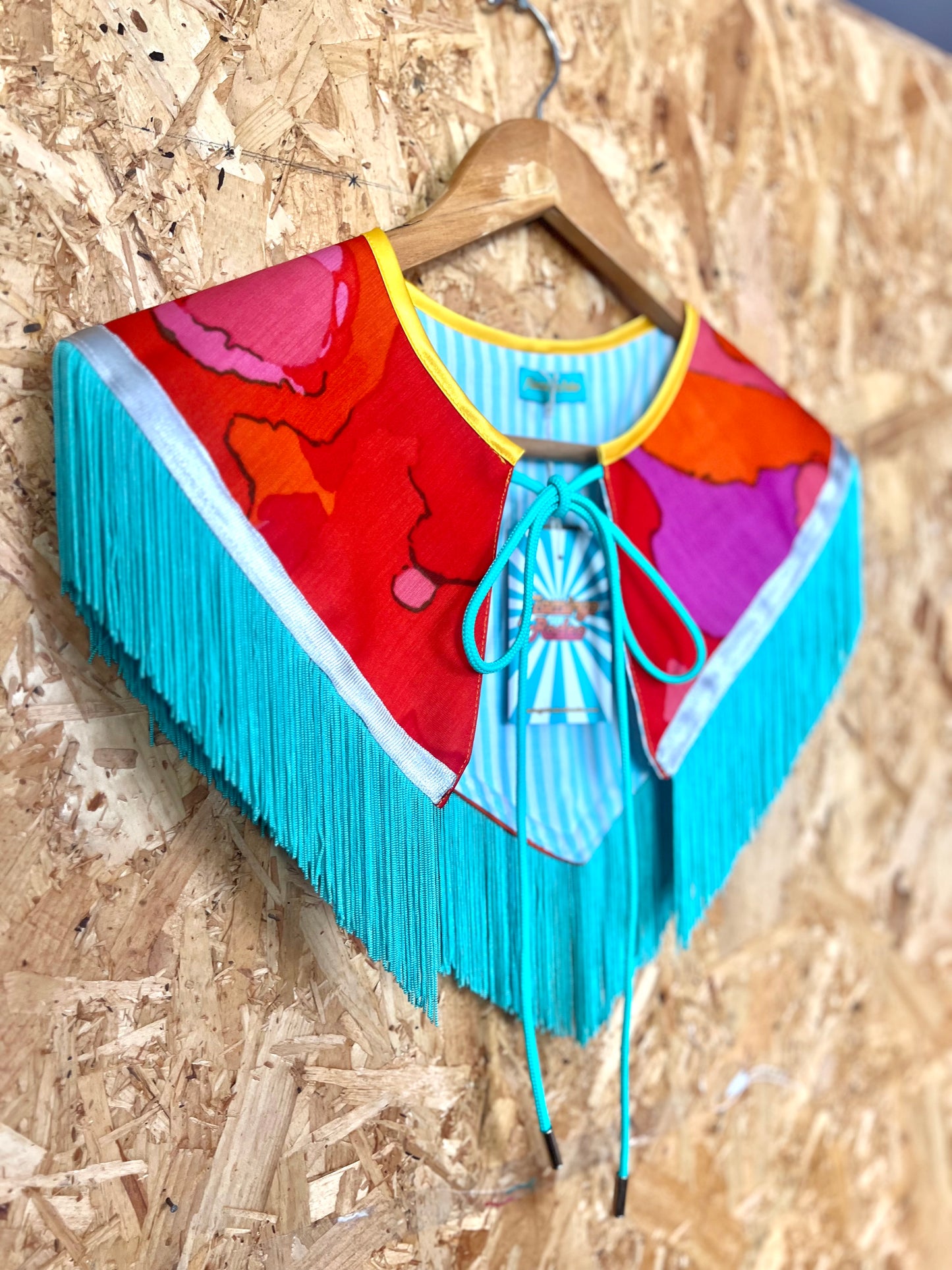 Colourful Capelet With Fringe By Flamingo Rodeo