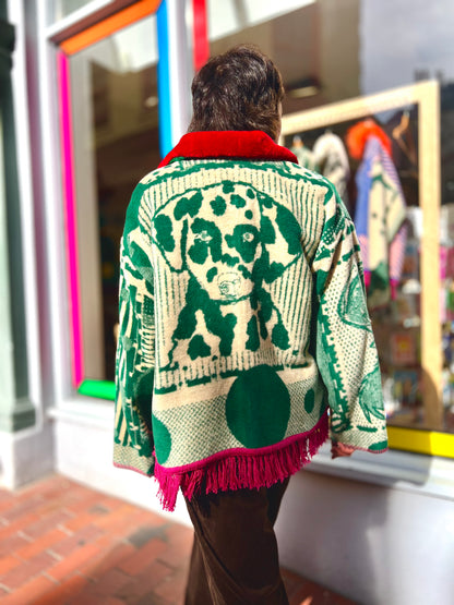 Jacquard Dog Design Jacket,  Handmade by Szmat Sklad