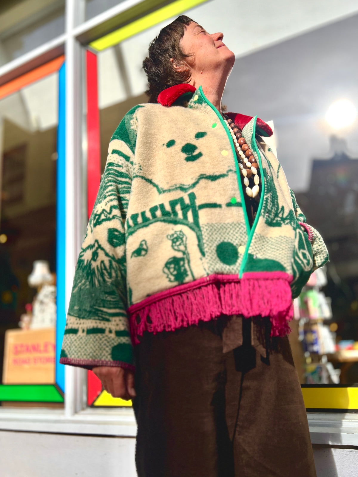 Jacquard Dog Design Jacket,  Handmade by Szmat Sklad