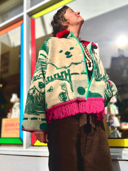 Jacquard Dog Design Jacket,  Handmade by Szmat Sklad