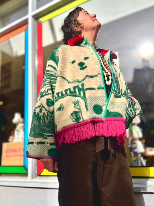 Jacquard Dog Design Jacket,  Handmade by Szmat Sklad