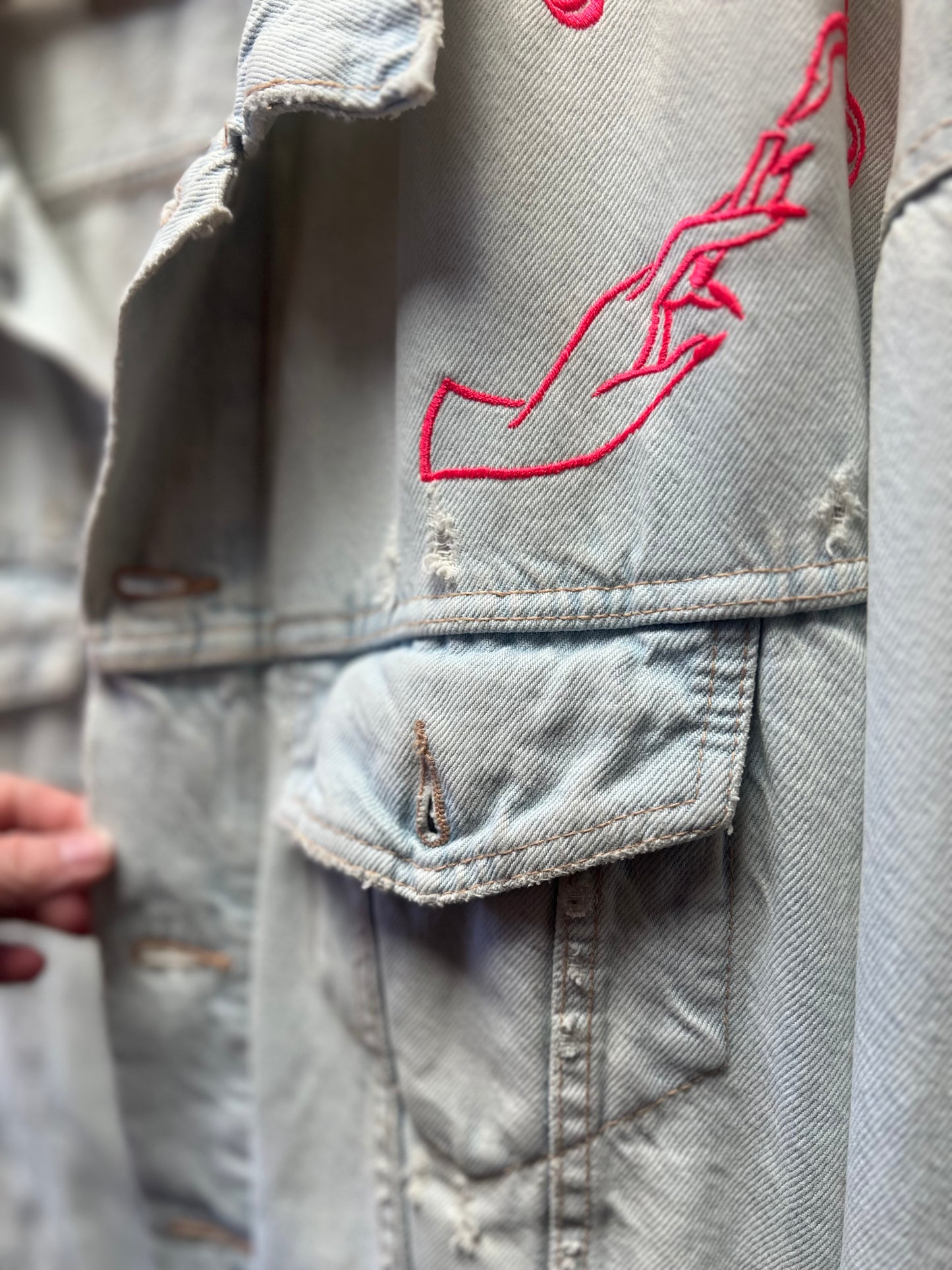 Please wait, Upcycled, Embriodery Denim Jacket by Relab