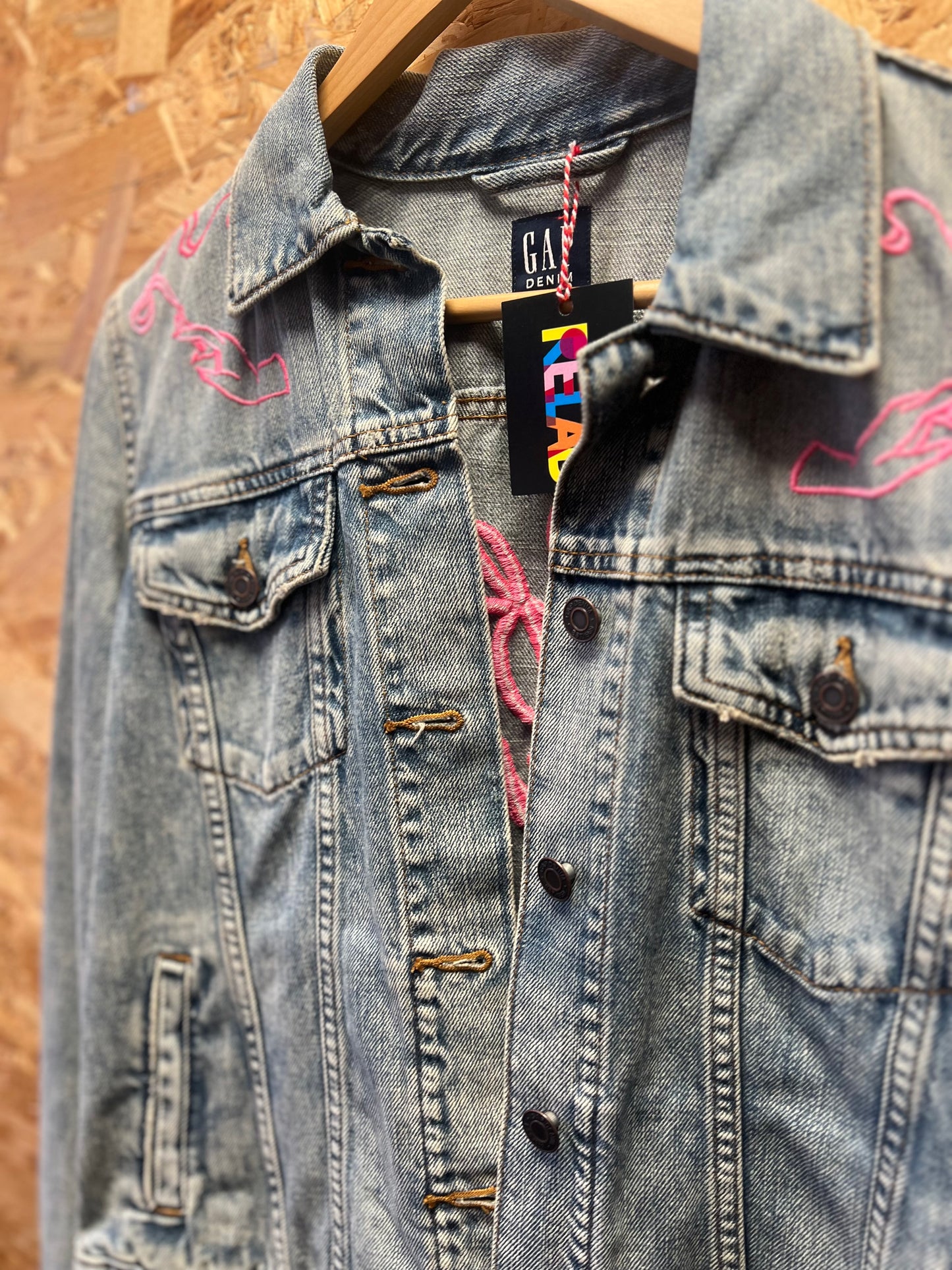 Off Licence, Upcycled, Embriodery Denim Jacket by Relab