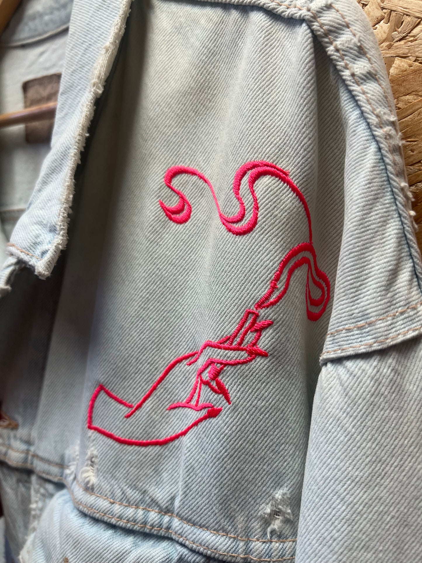 Please wait, Upcycled, Embriodery Denim Jacket by Relab