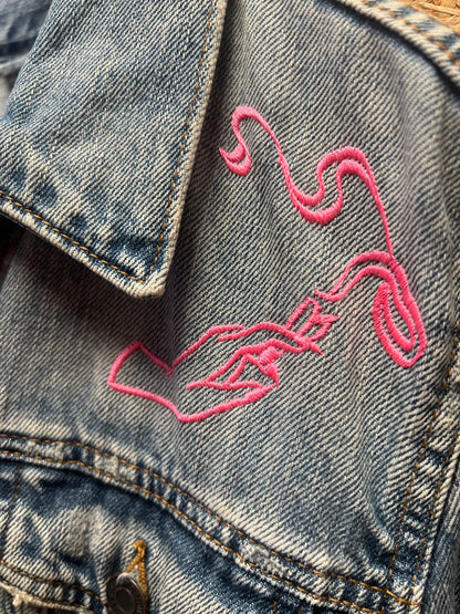 Off Licence, Upcycled, Embriodery Denim Jacket by Relab