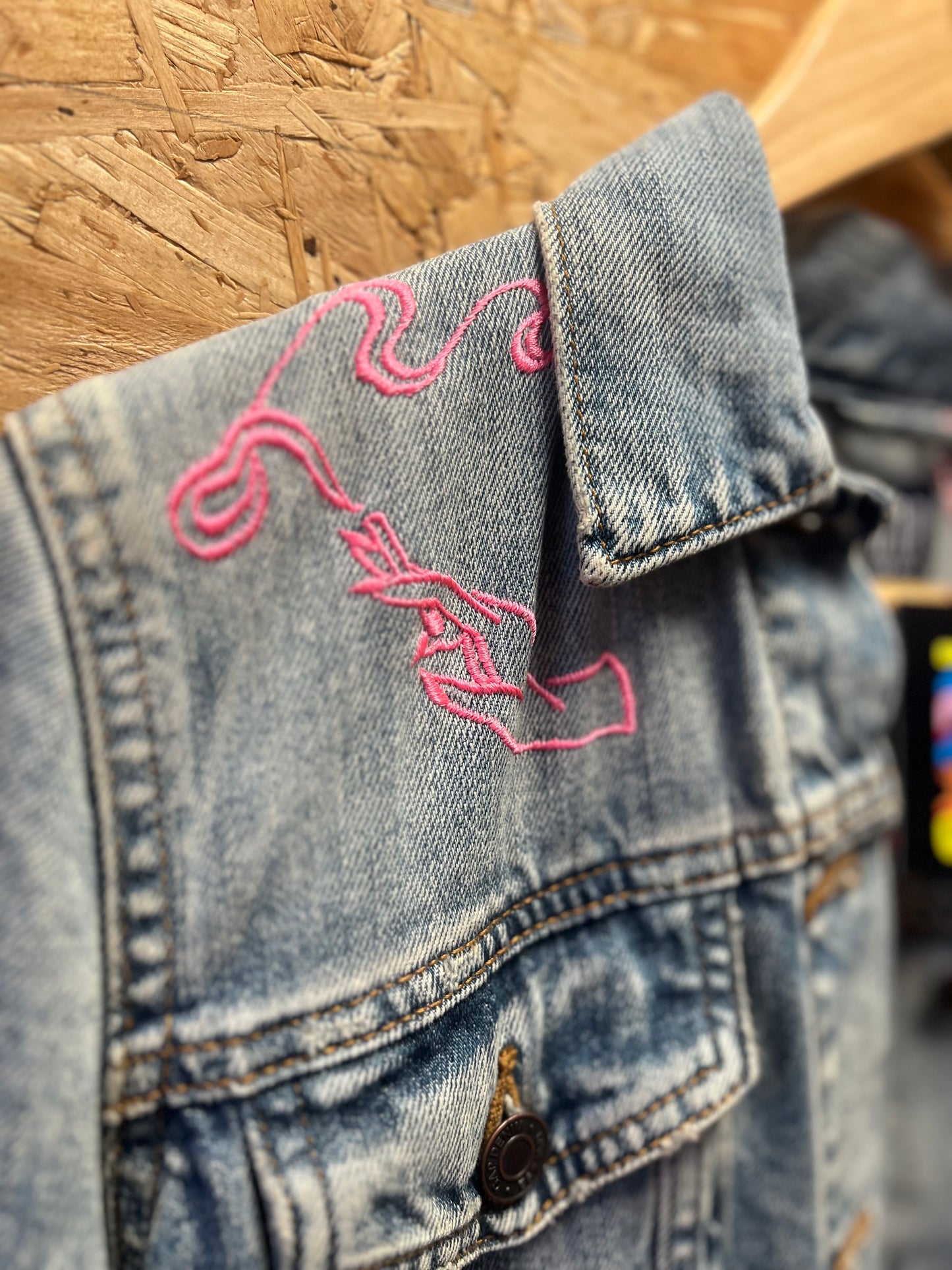 Off Licence, Upcycled, Embriodery Denim Jacket by Relab