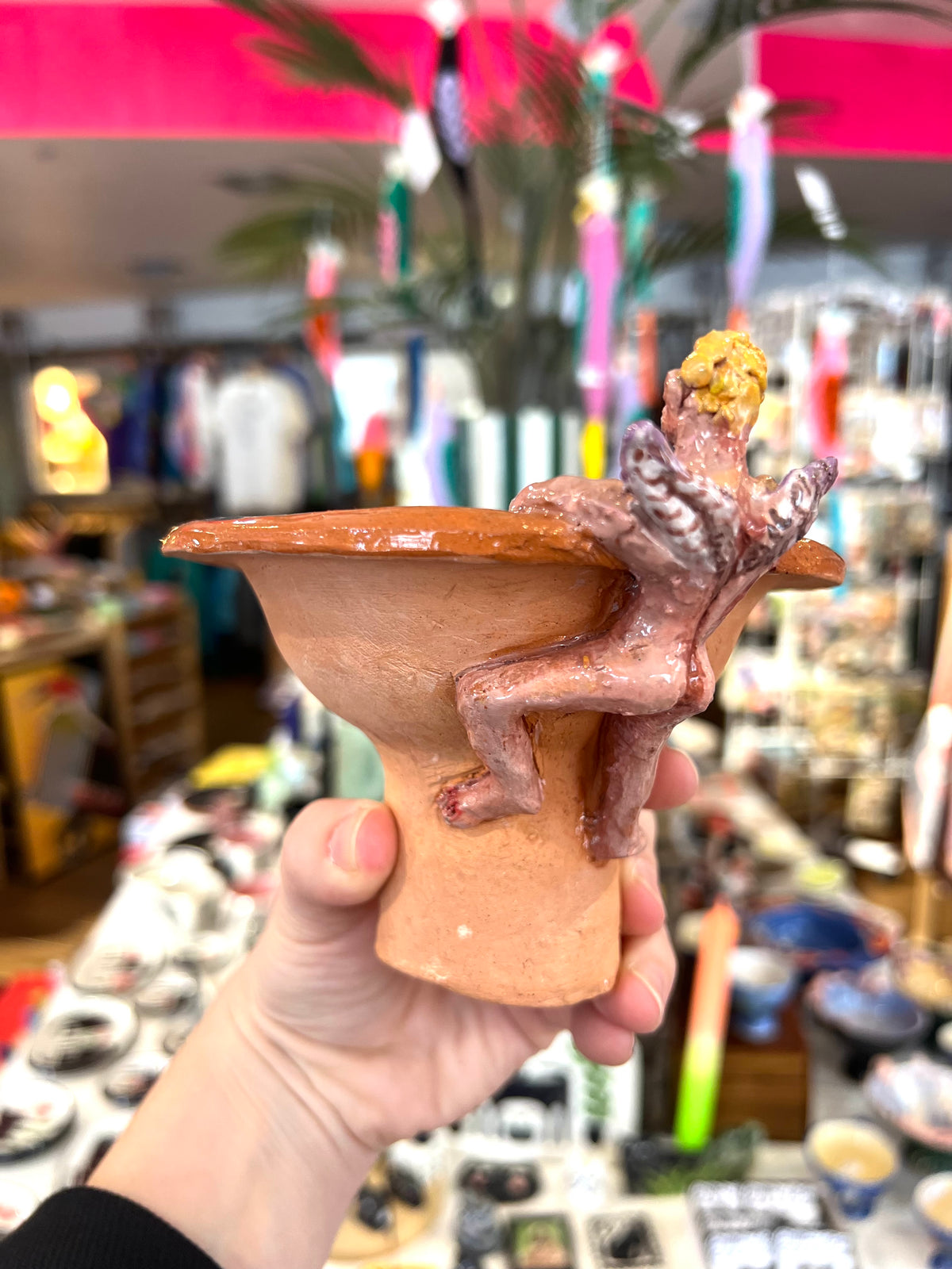 Ceramic Figure With Fishing Net Bowl By Christina Gregoriou