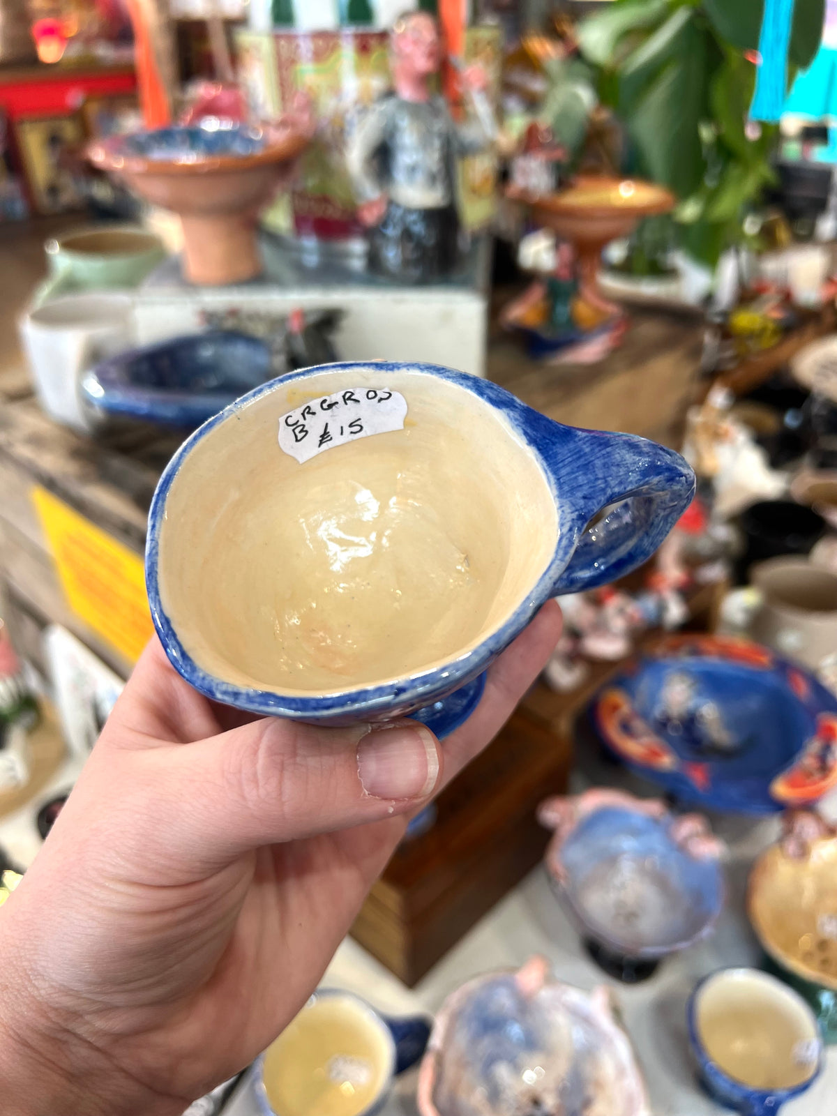 Dancing Couple Blue Ceramic Cup By Christina Gregoriou