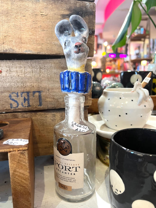 Ceramic Hare Figure Bottle Stopper By Christina Gregoriou