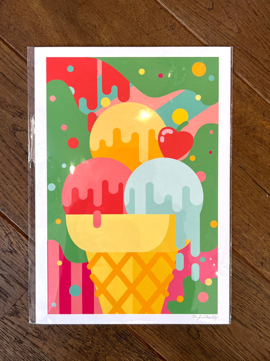 Brighton Ice Cream Print By Donough O'Malley