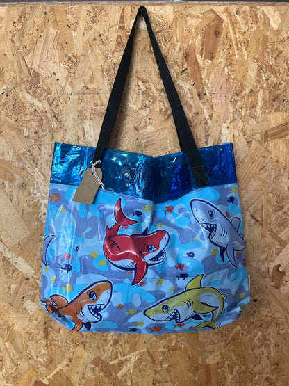 Large Shark Frenzy Tote Bag Made From Pool Float By The Re-Inflatables