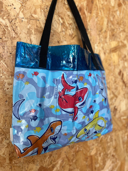 Large Shark Frenzy Tote Bag Made From Pool Float By The Re-Inflatables