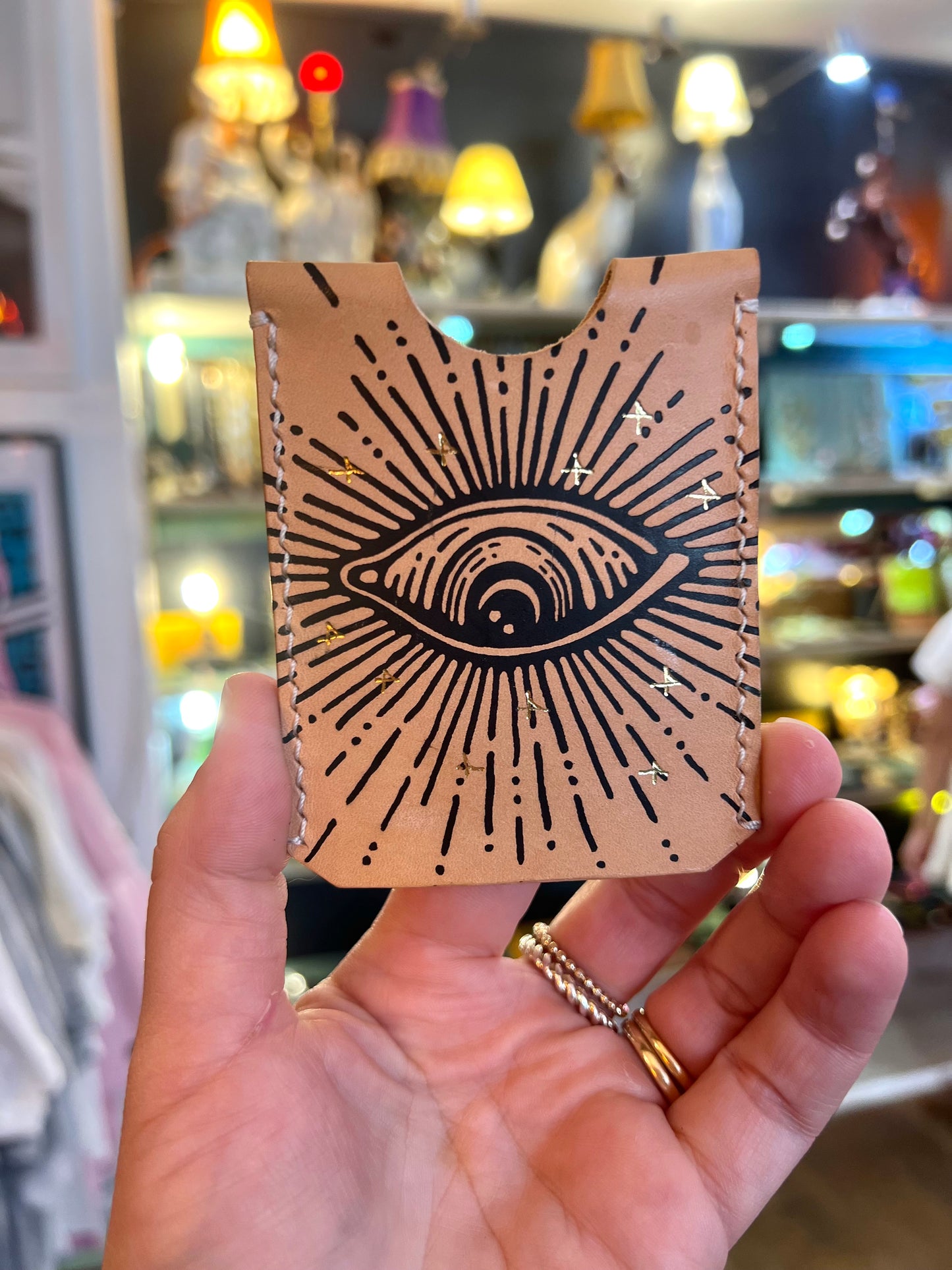 Leather Card Holder With Eye Illustration by Open To Dreamers