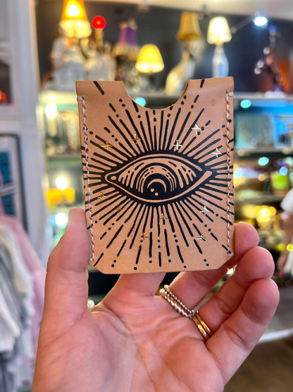 Leather Card Holder With Eye Illustration by Open To Dreamers