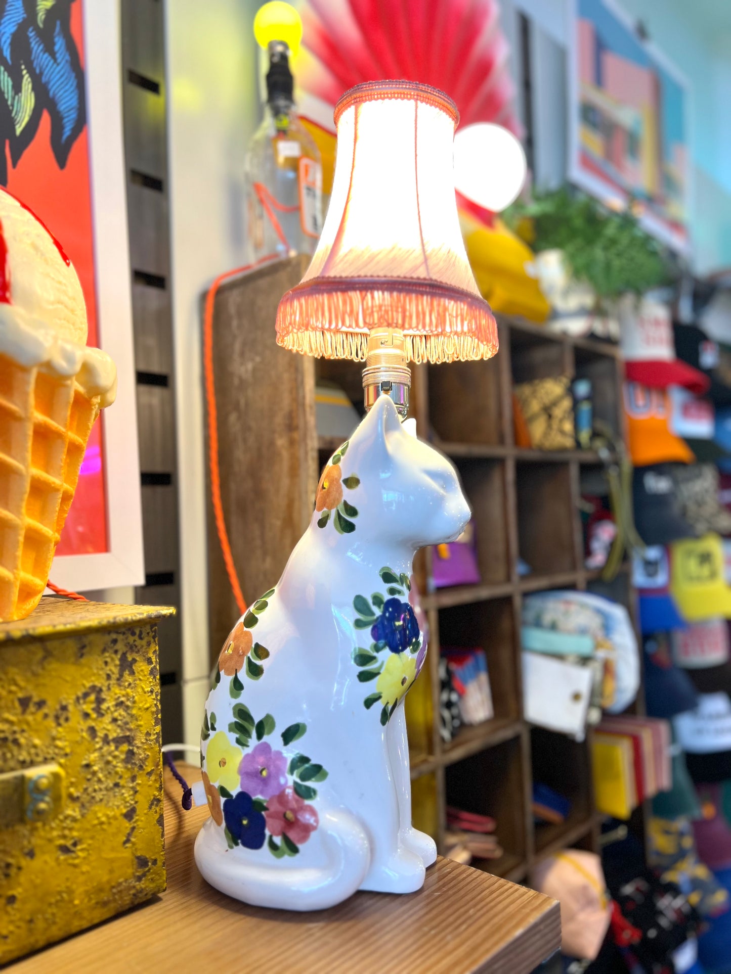 Vintage Large Ceramic Cat Lamp by Lost & Foundry