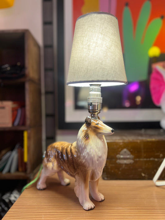 Rough Collie "Lassie" Ceramic Vintage Lamp by Lost & Foundry