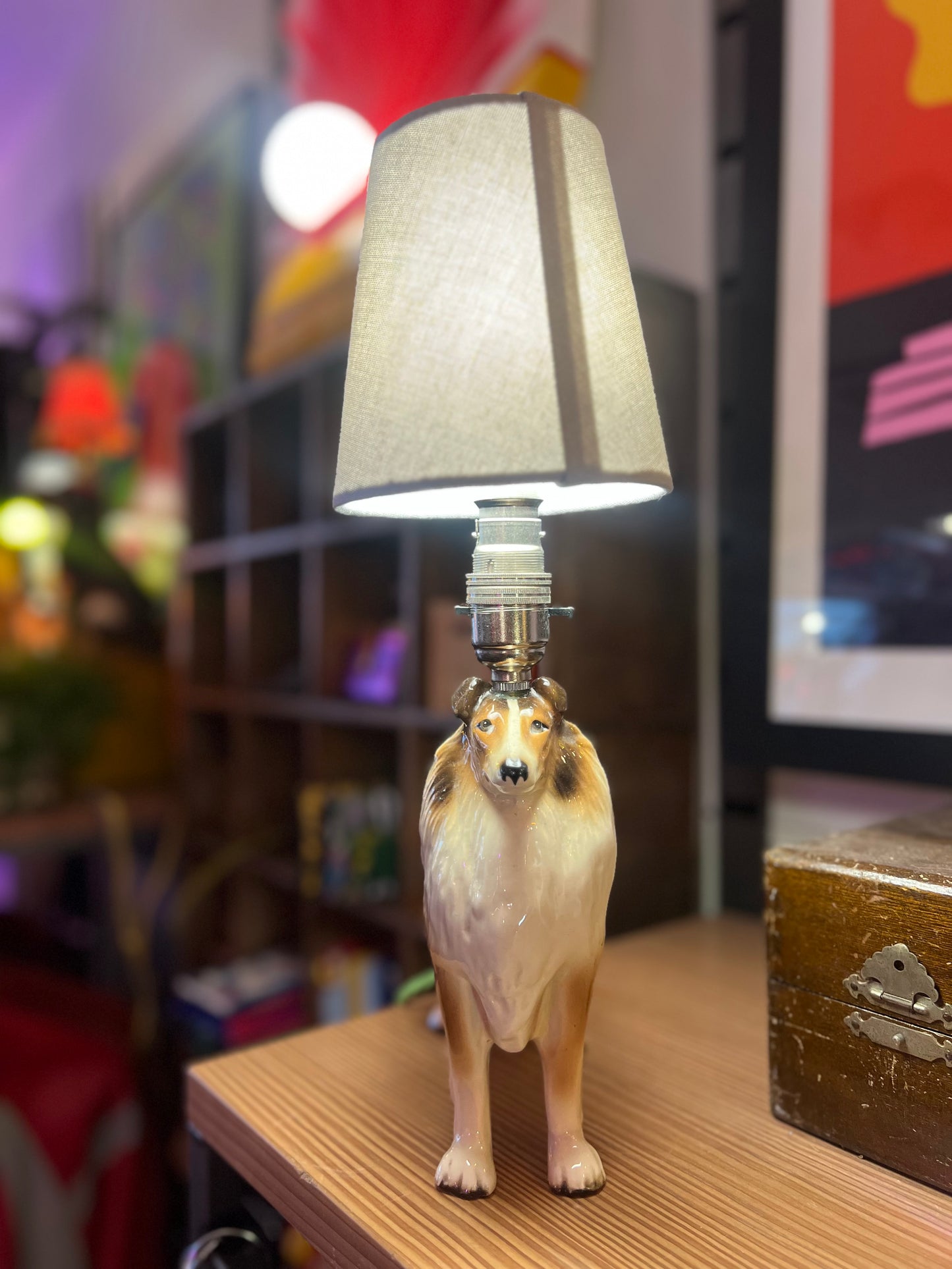 Rough Collie "Lassie" Ceramic Vintage Lamp by Lost & Foundry