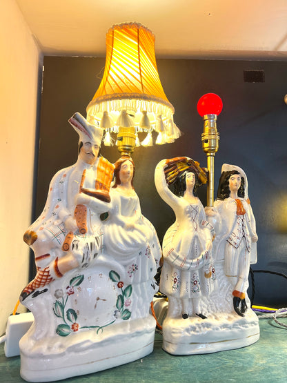 Vintage Victorian Ceramic Couple Lamp by Lost & Foundry
