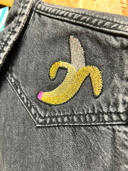 Jean Shirt With Banana Embroidery by Flamingo Rodeo