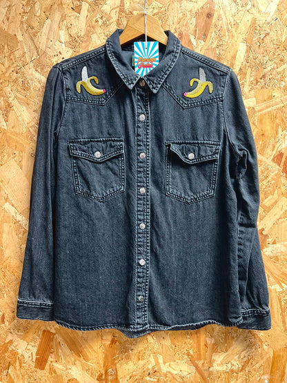 Jean Shirt With Banana Embroidery by Flamingo Rodeo