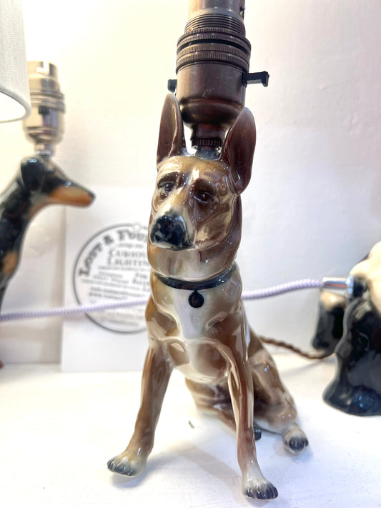 Vintage German Shepherd Dog Lamp by Lost & Foundry